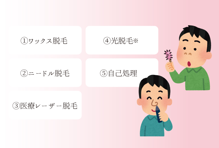 鼻毛脱毛の方法